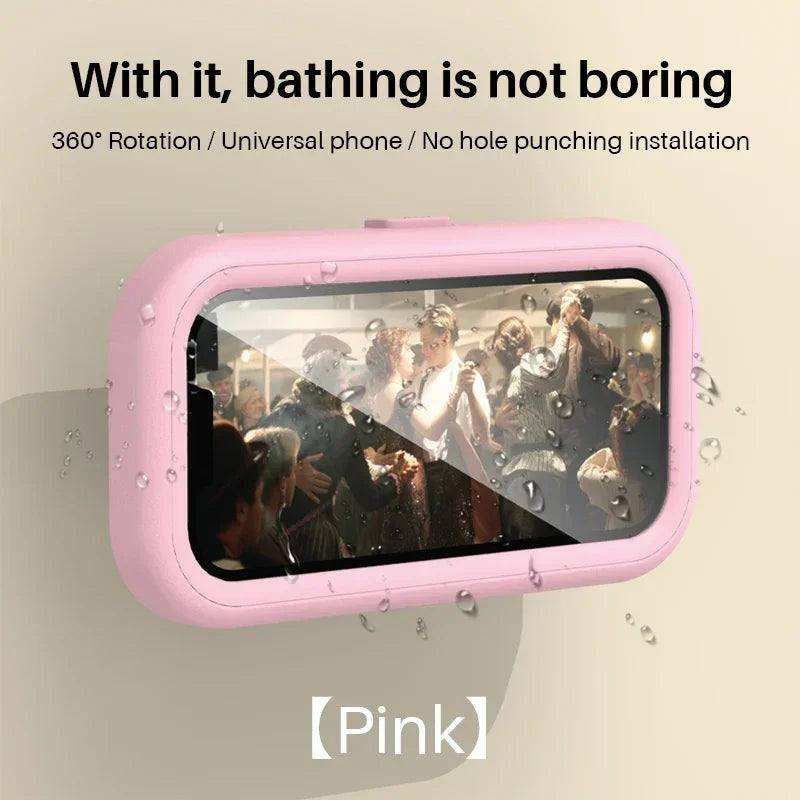 Cell Phone Holder Adjustable Sticky Wall Mount Waterproof Box Shower Bathroom Phone Stand TV Catch up Use All Smartphones