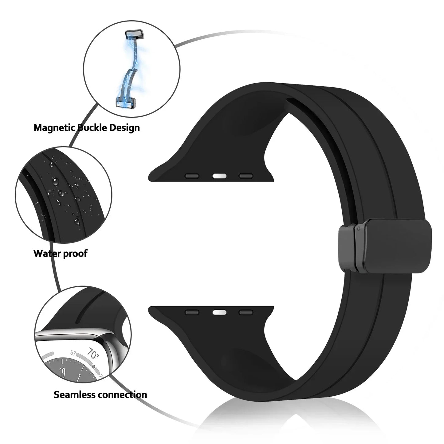 Magnetic Silicone Strap for Watch Band 44Mm 45Mm 49Mm 40Mm 41Mm 42Mm 38Mm Correa Bracelet Iwatch Series 7 8 Se 6 9 Ultra 2