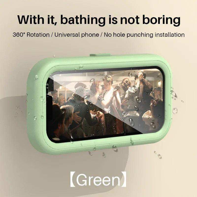 Cell Phone Holder Adjustable Sticky Wall Mount Waterproof Box Shower Bathroom Phone Stand TV Catch up Use All Smartphones