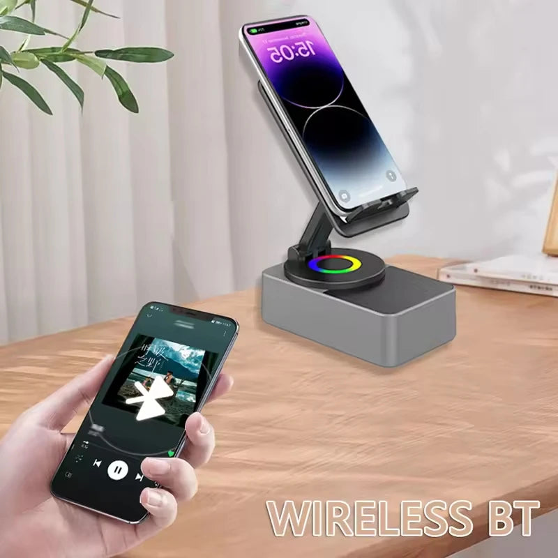 3 in 1 Collapsible Phone Holder Bluetooth Speaker Sound Box 360 Degree Rotation Stand Portable Power Bank for Ipad Mobile Phone
