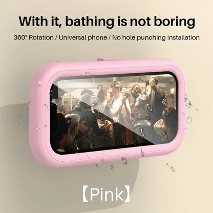 Cell Phone Holder Adjustable Sticky Wall Mount Waterproof Box Shower Bathroom Phone Stand TV Catch up Use All Smartphones