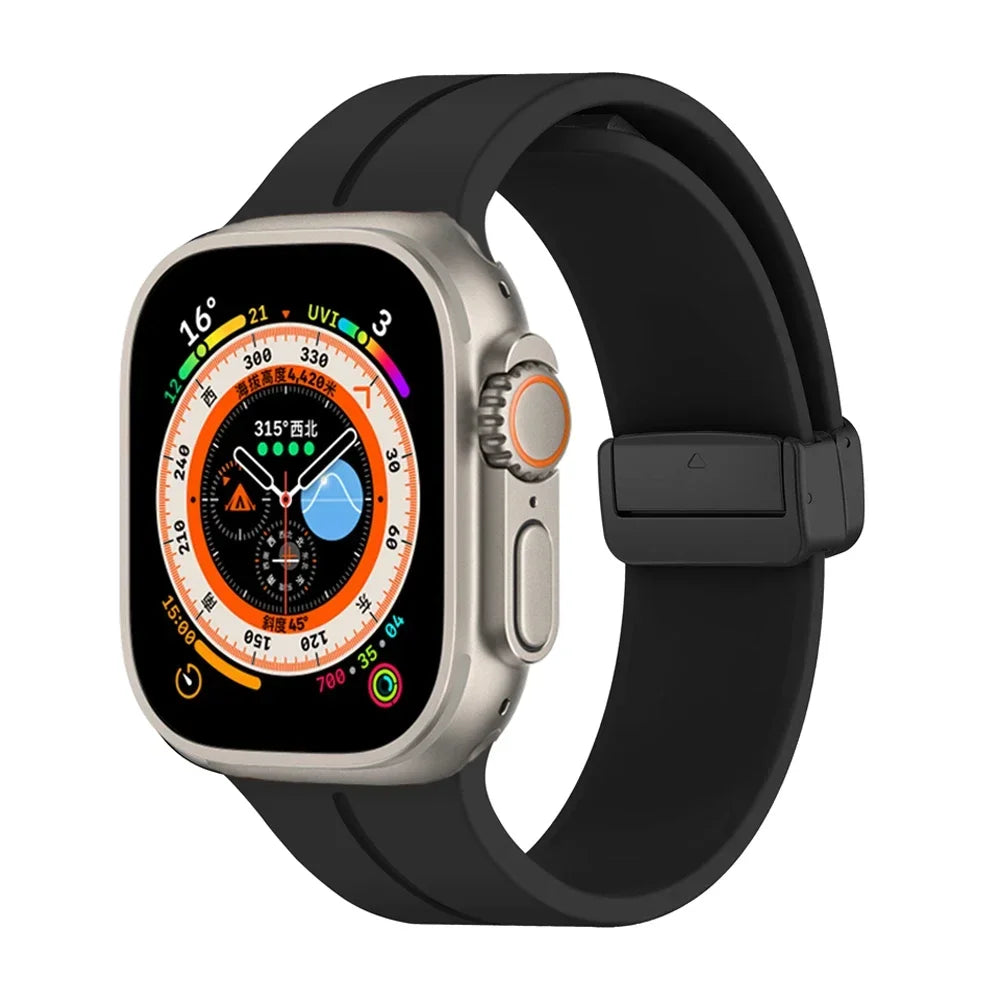 Magnetic Silicone Strap for  Watch Band 44Mm 45Mm 49Mm 40Mm 41Mm 42Mm 38Mm Correa Bracelet Iwatch Series 7 8 Se 6 9 Ultra 2