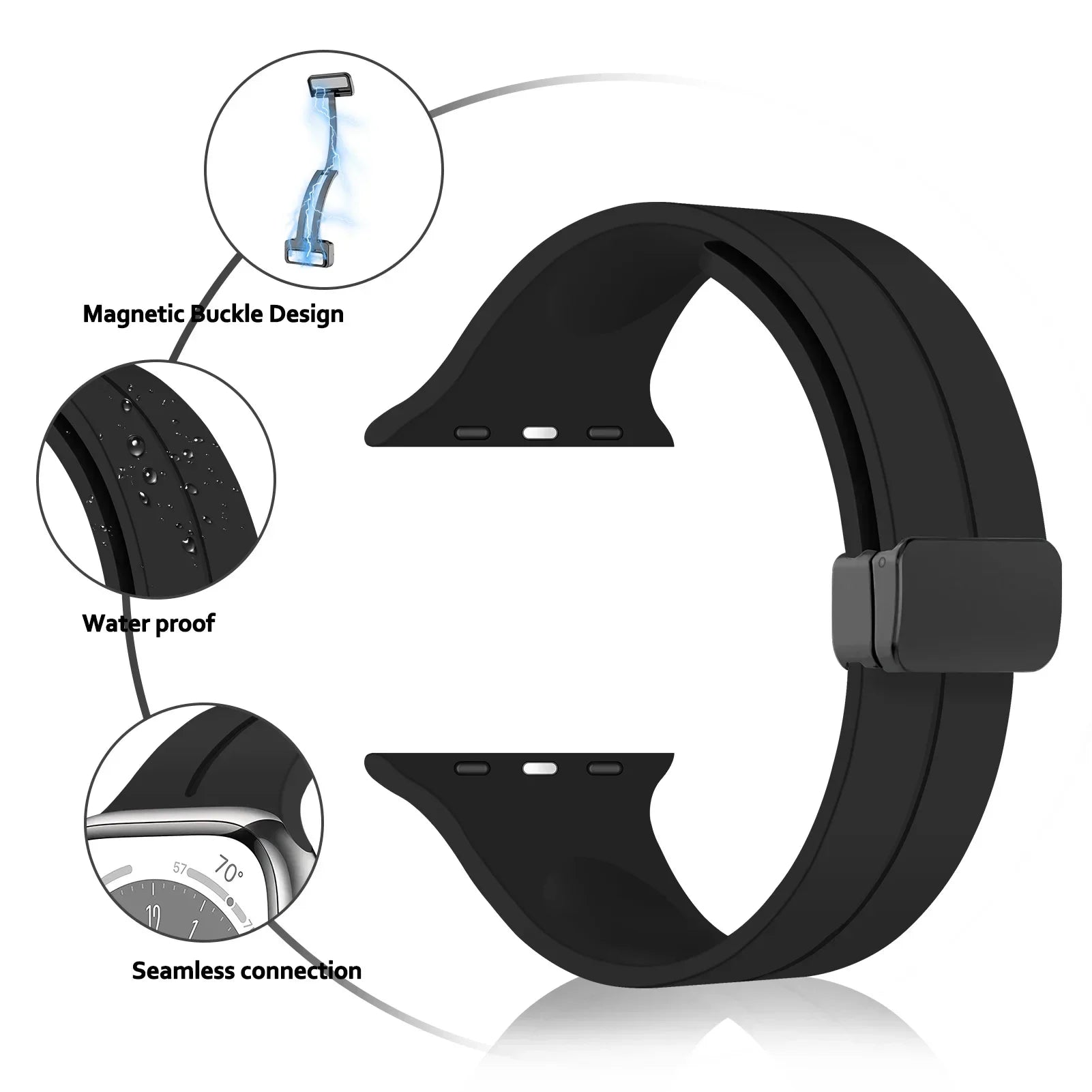Magnetic Silicone Strap for  Watch Band 44Mm 45Mm 49Mm 40Mm 41Mm 42Mm 38Mm Correa Bracelet Iwatch Series 7 8 Se 6 9 Ultra 2