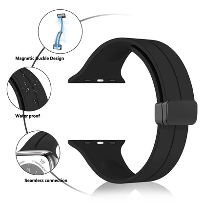 Magnetic Silicone Strap for  Watch Band 44Mm 45Mm 49Mm 40Mm 41Mm 42Mm 38Mm Correa Bracelet Iwatch Series 7 8 Se 6 9 Ultra 2