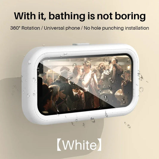 Cell Phone Holder Adjustable Sticky Wall Mount Waterproof Box Shower Bathroom Phone Stand TV Catch up Use All Smartphones