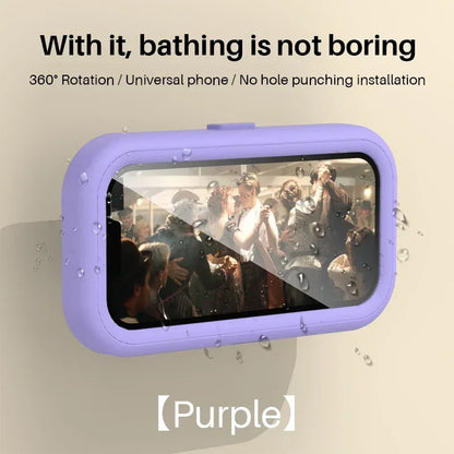 Cell Phone Holder Adjustable Sticky Wall Mount Waterproof Box Shower Bathroom Phone Stand TV Catch up Use All Smartphones